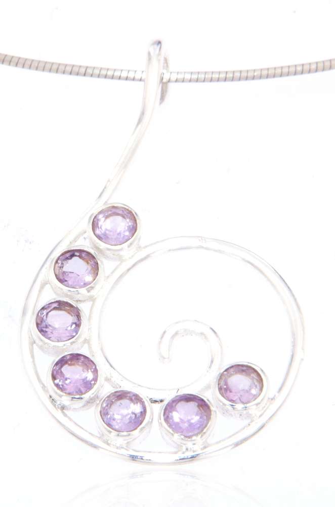edler Spiral Schmuck Ketten Anhänger mit Amethyst - 925er Silber #4059