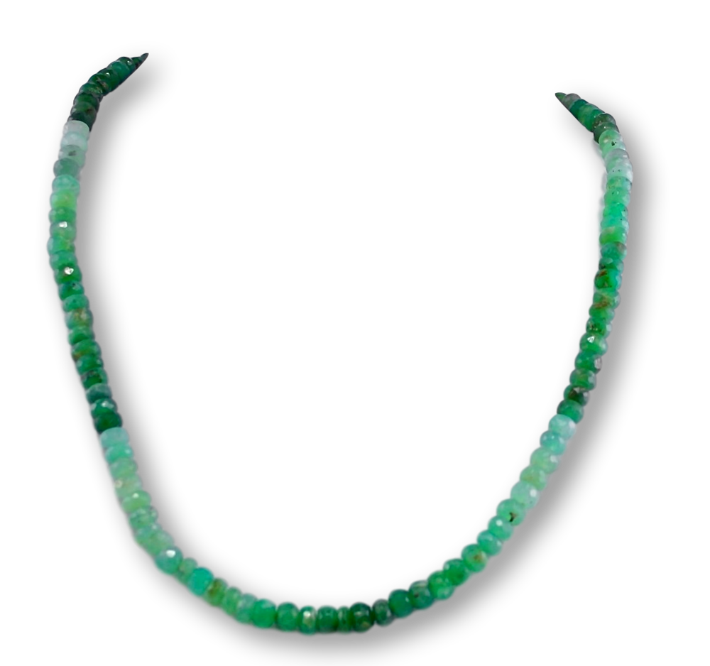 Chrysopras facettiert Edelstein Schmuck Kette - Collier - 925er Silber #2155