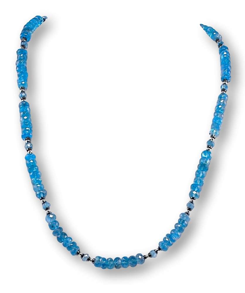 Apatit facettiert Edelstein Schmuck Kette - Collier - 925er Silber - Halskette #2168