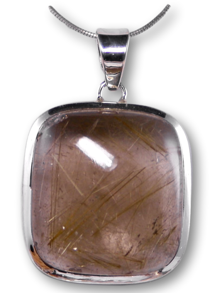 Rutilquarz Schmuck Ketten Anhänger - Edelstein - A Qualität - 925er Silber