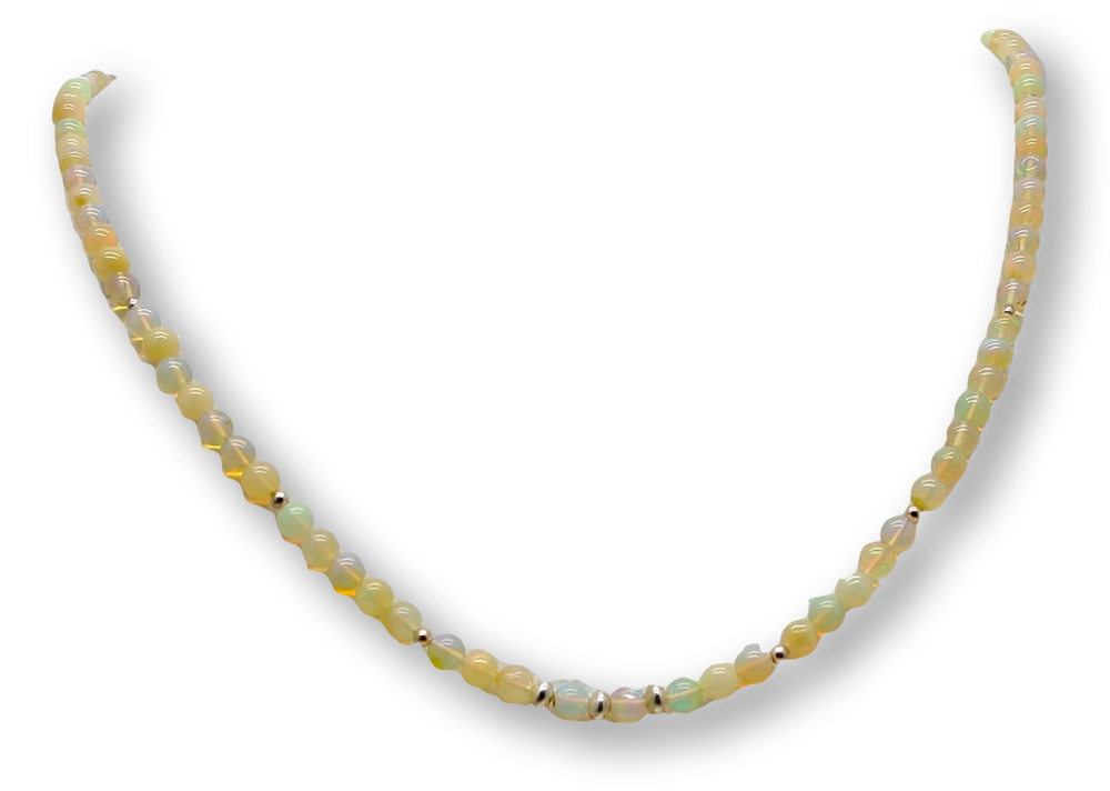 Äthiopischer Opal Edelstein Schmuck Kette - Collier - 925er Silber #3109