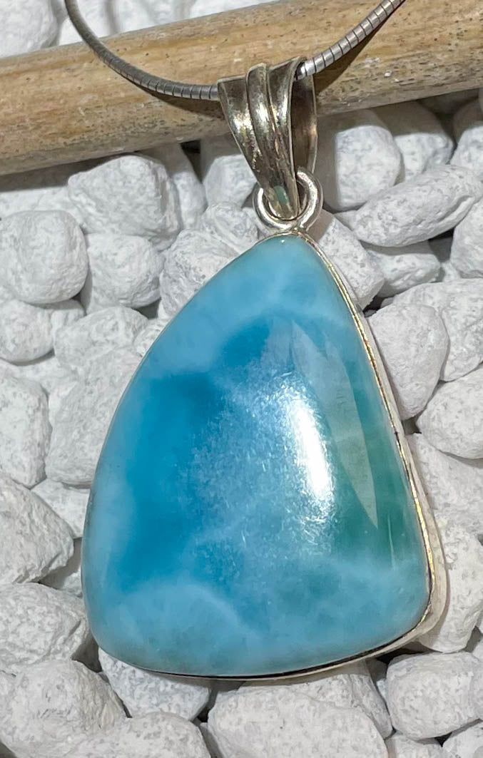 Ketten Anhänger mit Larimar - Atlantisstein - Edelstein - Silber Schmuck - A Qualität - 925er Silber #6412