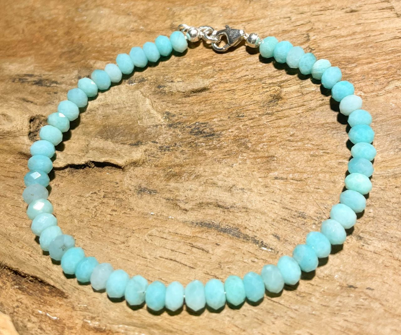 Amazonit Edelstein Armband - "Aqua" - 925er Silber Schmuck #0304