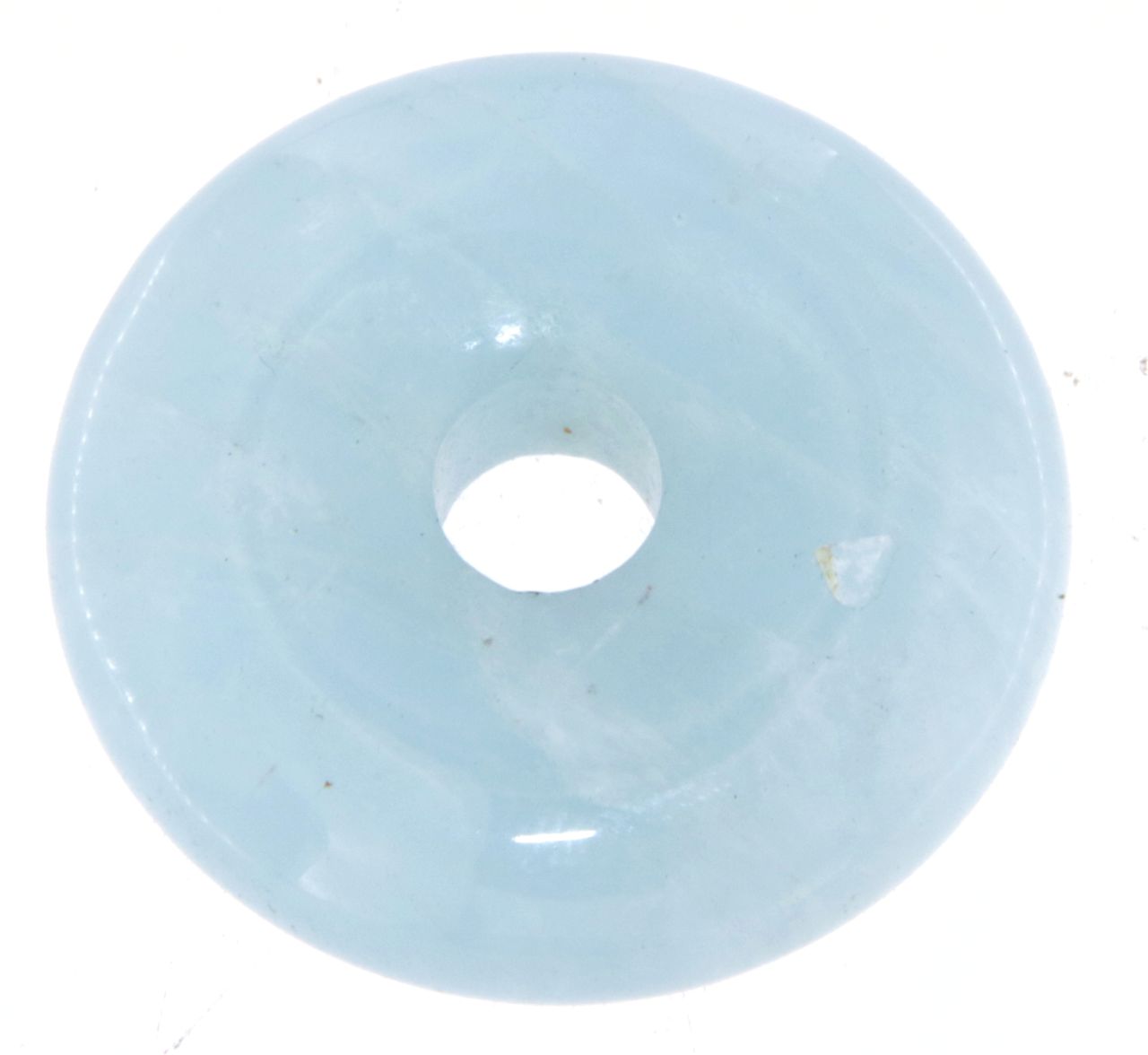 Aquamrin Donut - PI Scheibe - Edelstein Schmuck Ketten Anhänger 30mm - A Qualität #6352