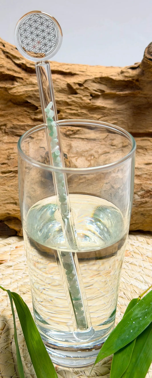 Edelsteinwasser Aventurin PREMIUM Vital Crystal Water Stick - Blume des Lebens - Wasseraufbereitung - seelensteinchen