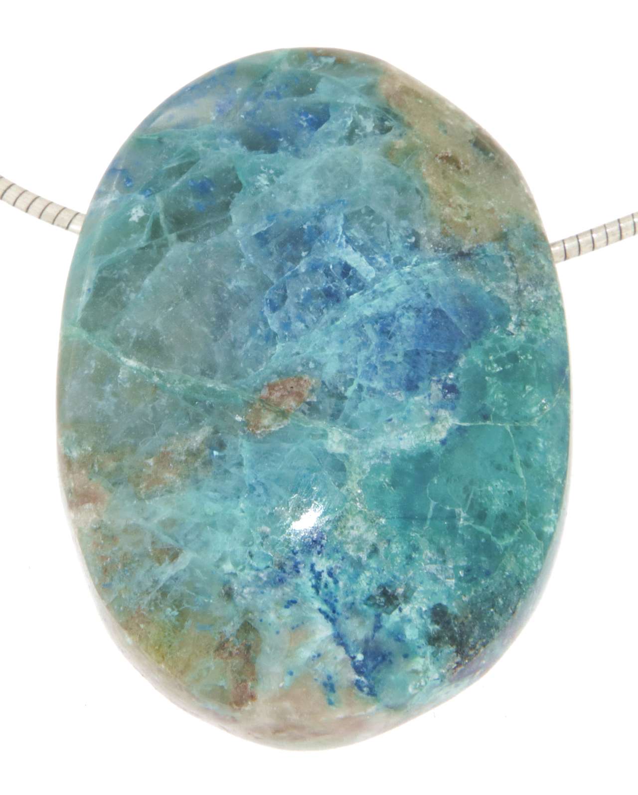 Azurit Malachit Trommelstein Edelstein Schmuck Ketten Anhänger - A Qualität #0201