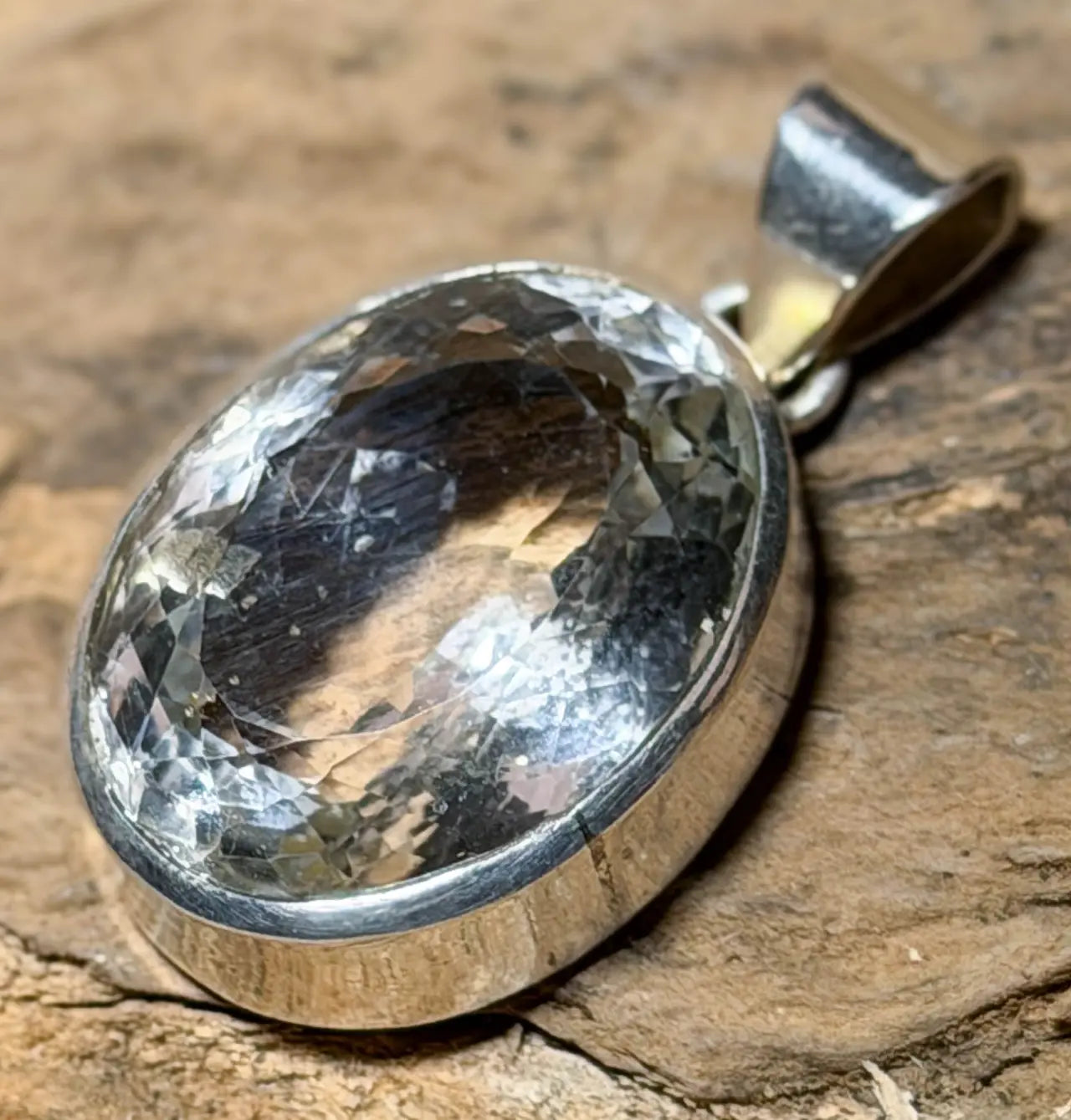 Bergkristall Edelstein Schmuck Ketten Anhänger facettiert A Qualität - 925er Silber #7417