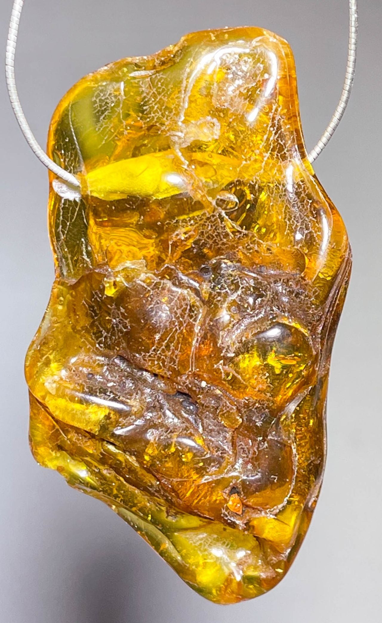 XXL Bernstein Edelstein Schmuck Ketten Anhänger - baltic amber #7229