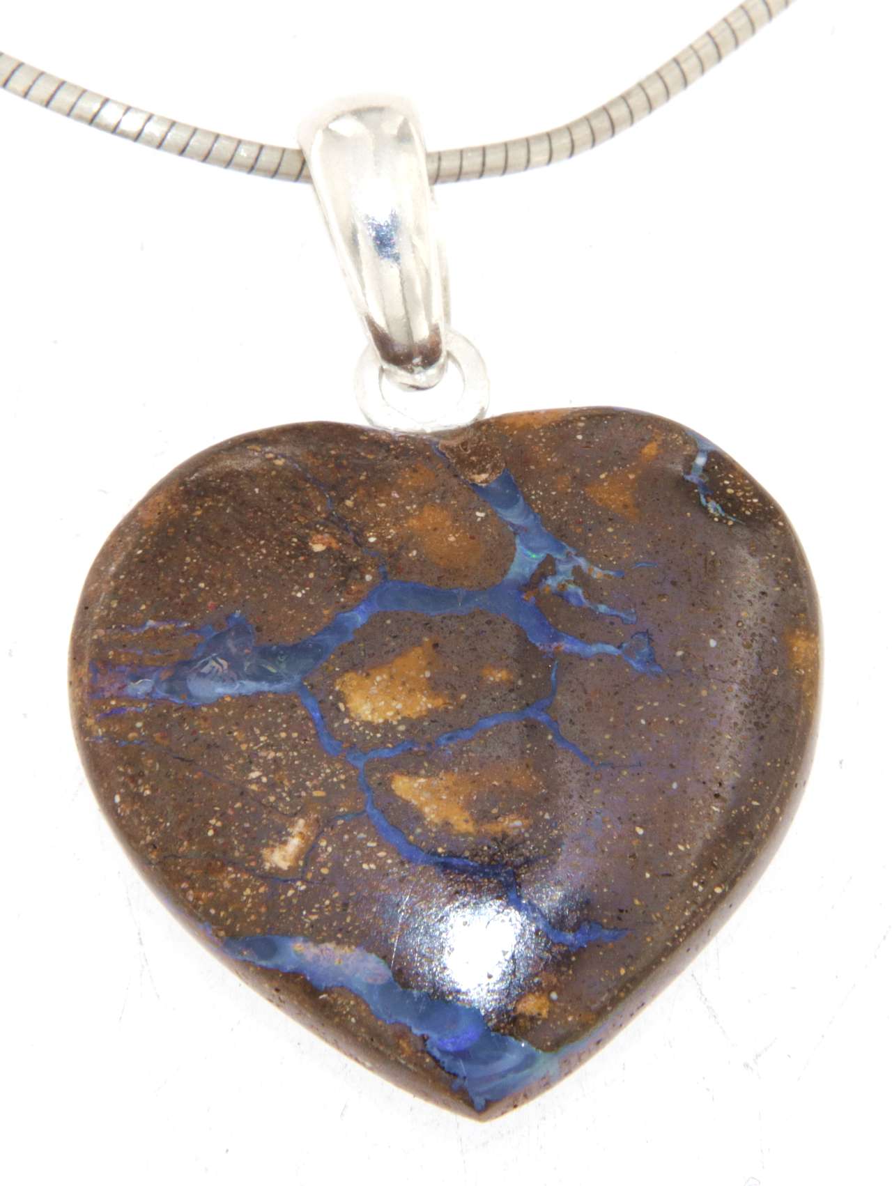 Australischer Boulder Opal Trommelstein Schmuck Ketten Anhänger 925er Silber - Edelstein A Qualität #6205