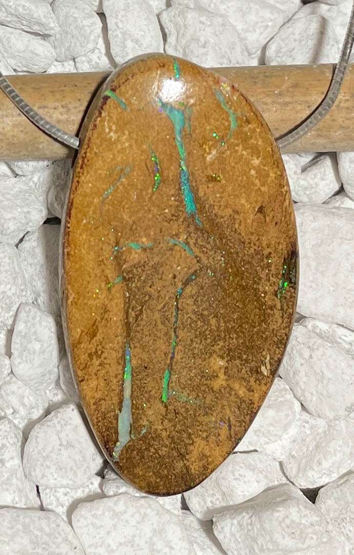 Australischer Boulder Opal Trommelstein Schmuck Ketten Anhänger - Edelstein A Qualität #6946