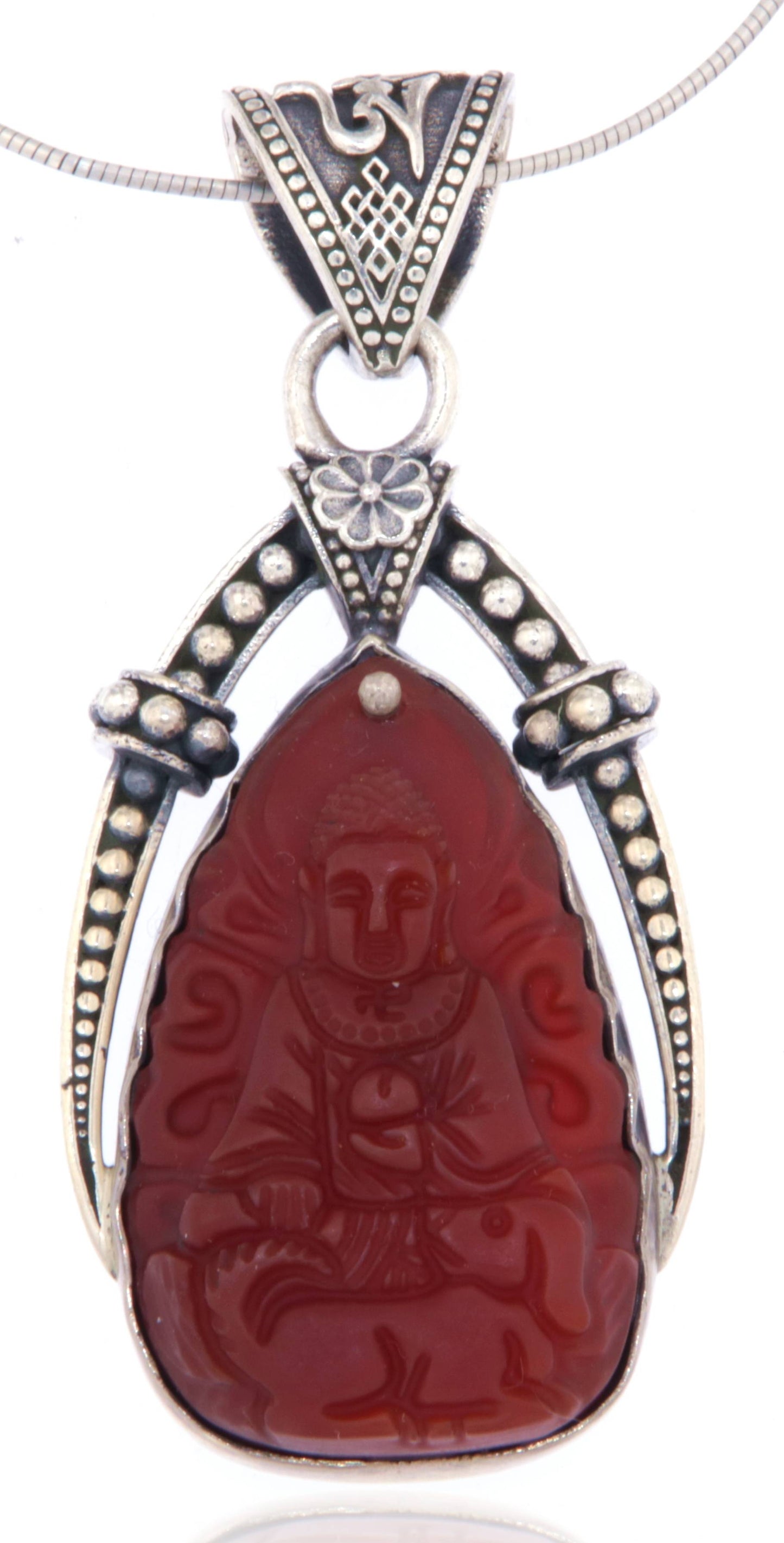 XL Buddha Schmuck Ketten Anhänger aus Karneol A Qualität - 925er Silber #5177