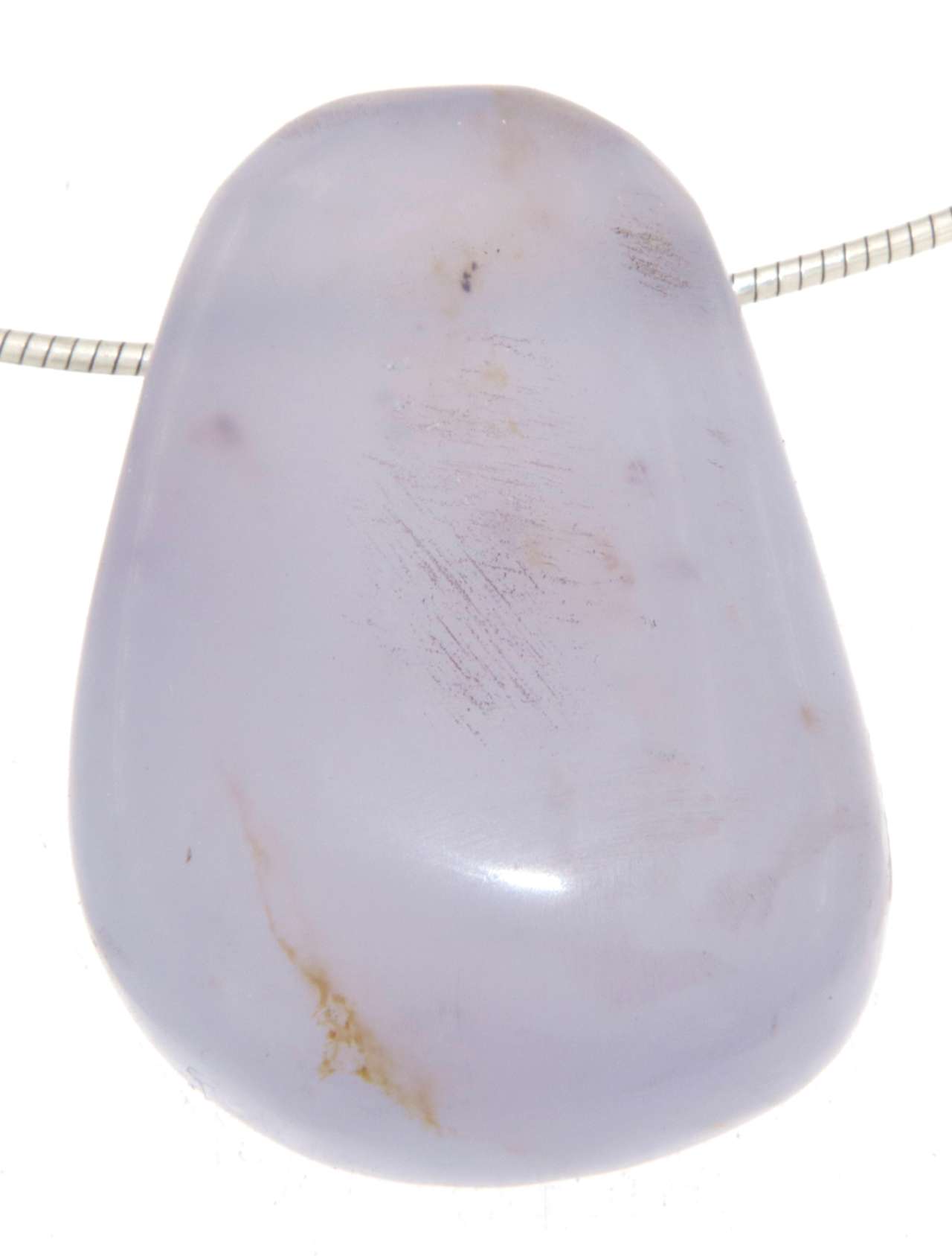 blauer Chalcedon Trommelstein - Edelstein - Schmuck Ketten Anhänger - A Qualität #6882