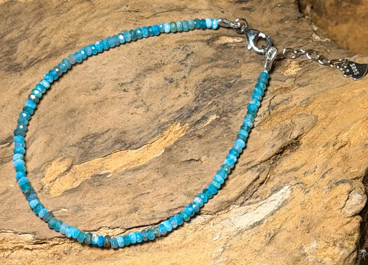 Chrysokoll facettiert Edelstein Armband - 925er Silber - #7375