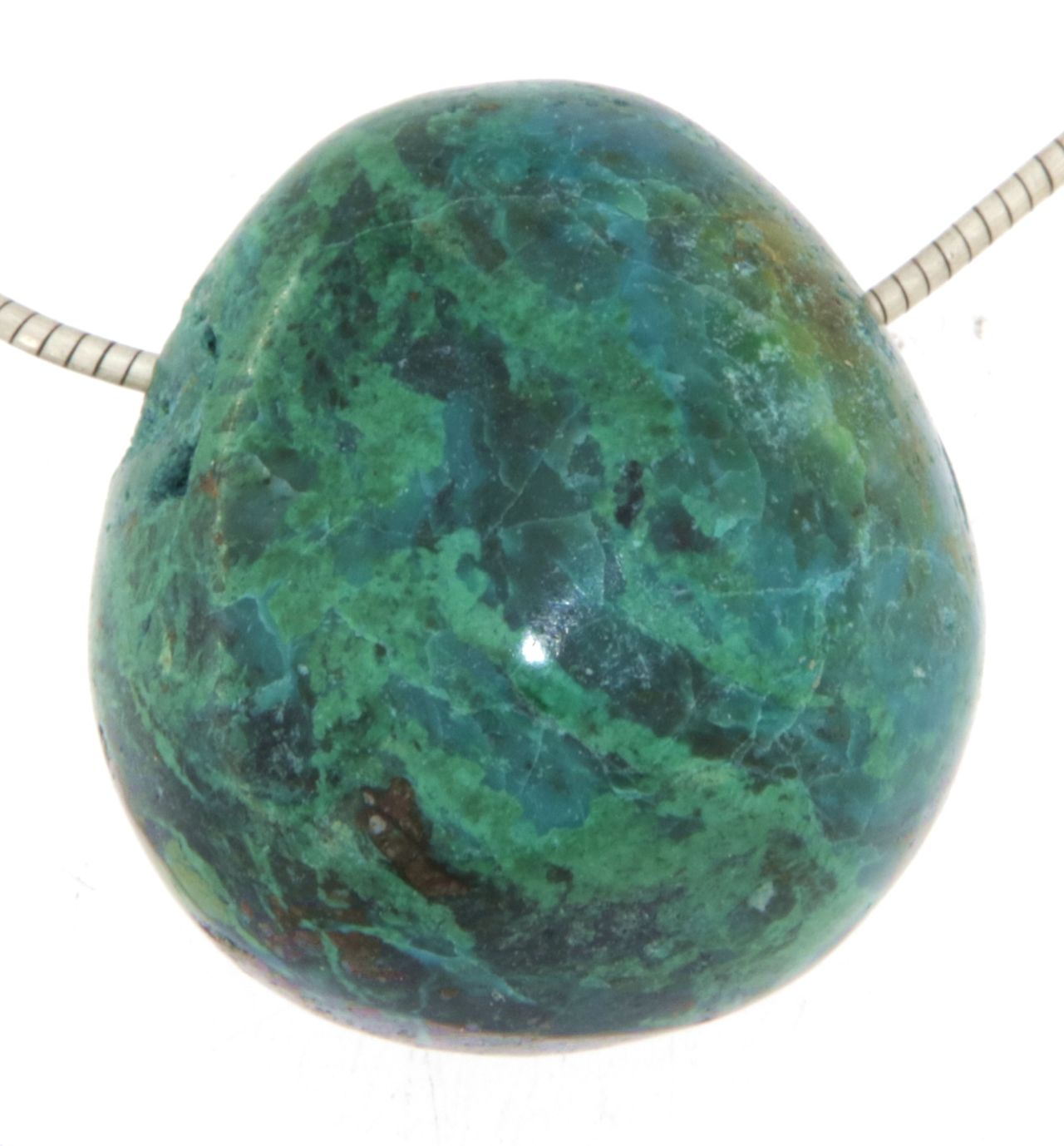 Chrysokoll Trommelstein Edelstein Schmuck Ketten Anhänger - A Qualität #0573