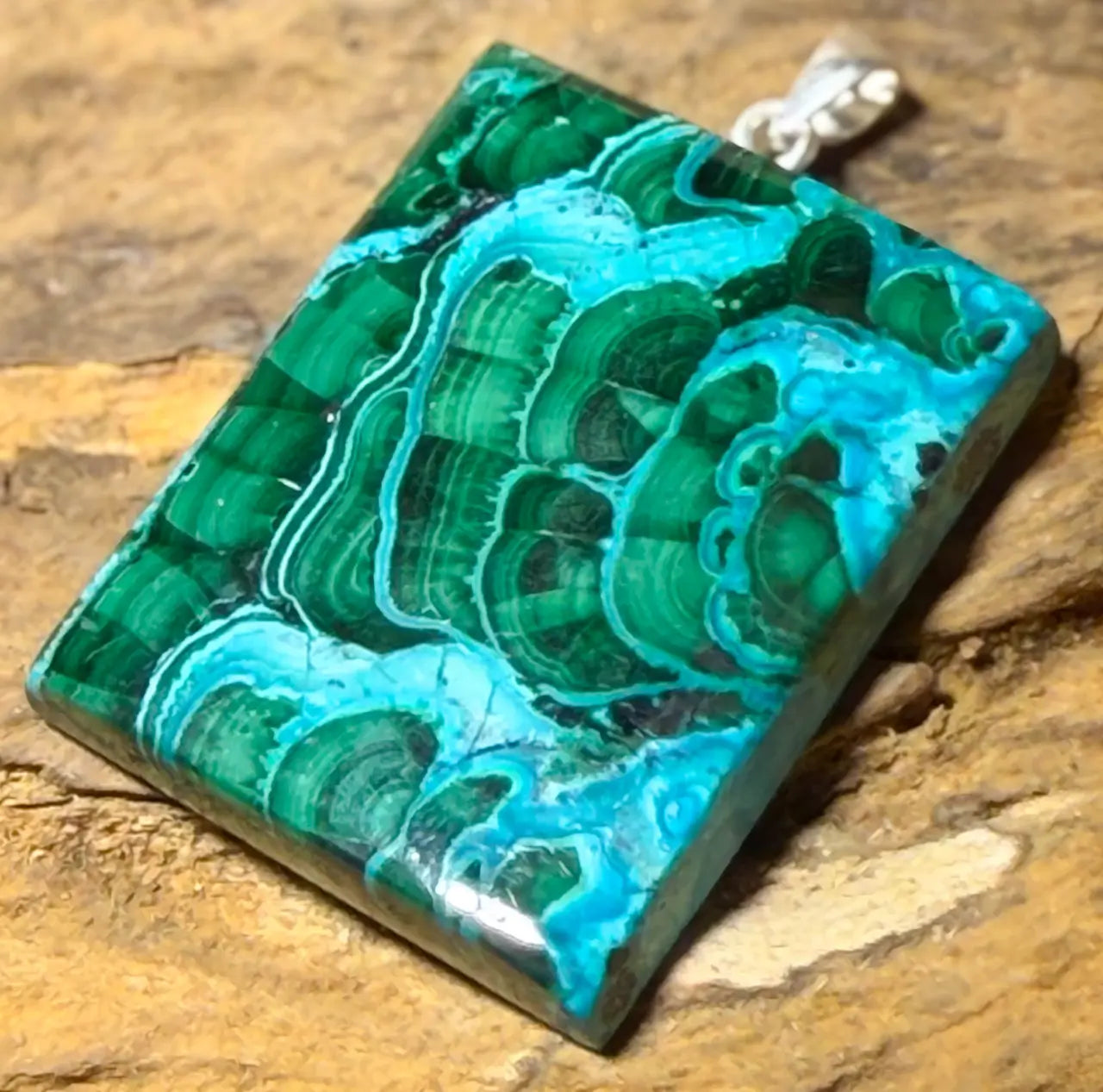 Malachit Chrysokoll Edelstein Schmuck Ketten Anhänger A Qualität - 925er Silber #7447 - seelensteinchen