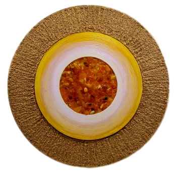 Edelsteinsonne - Mandala - Bernstein Trommelsteinchen - Echtgold #2818