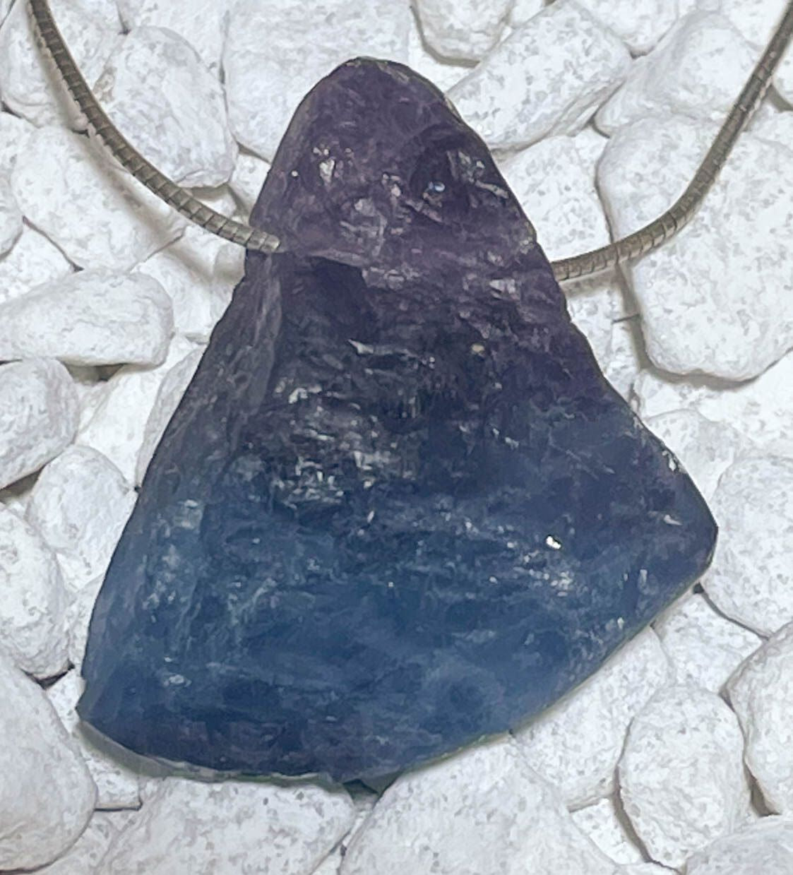 blauer Fluorit Trommelstein Edelstein Schmuck Ketten Anhänger - A Qualität #6977