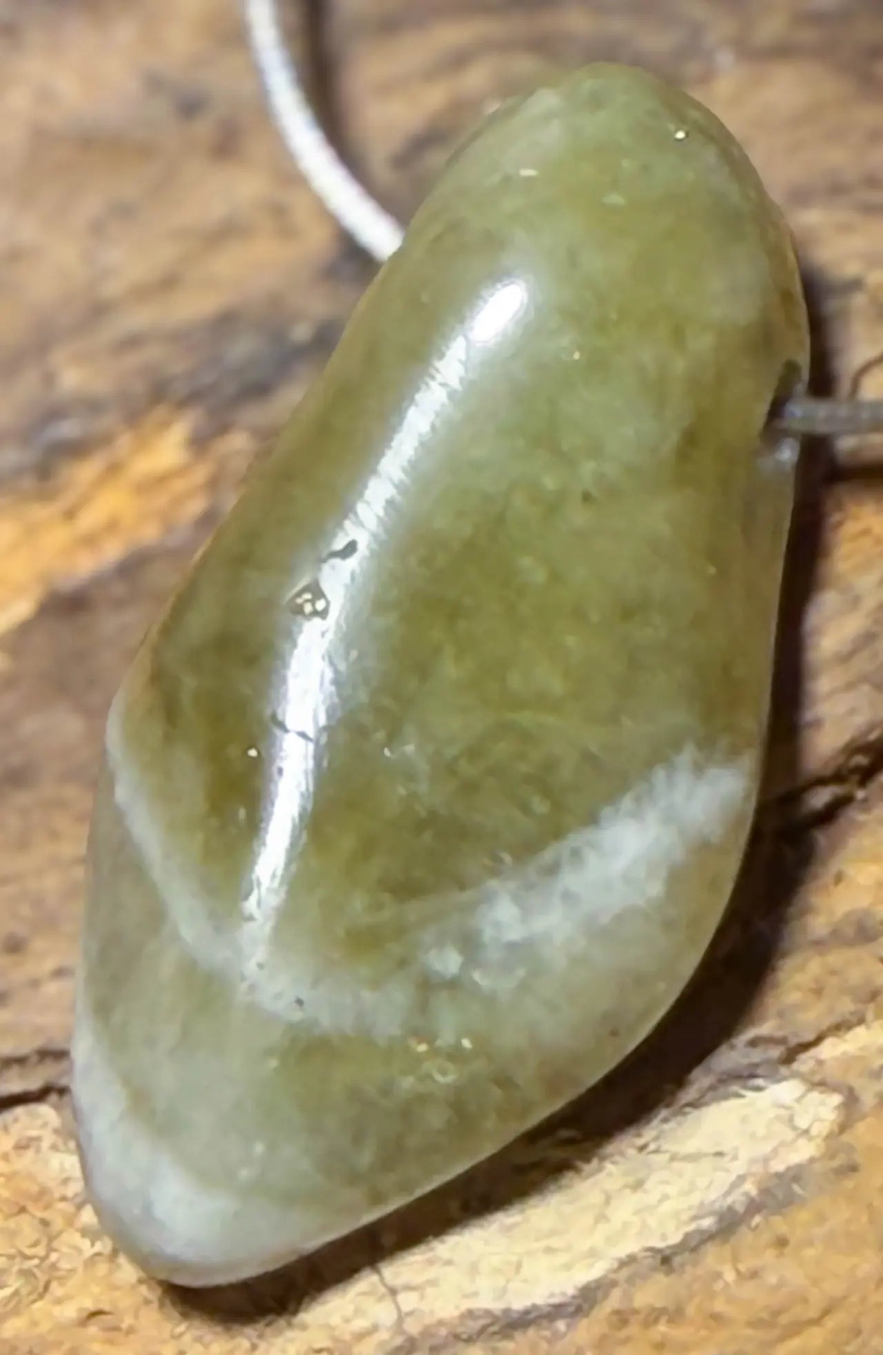 Prasiolith - grüner Amethyst Trommelstein Edelstein Schmuck Ketten Anhänger - A Qualität #0062