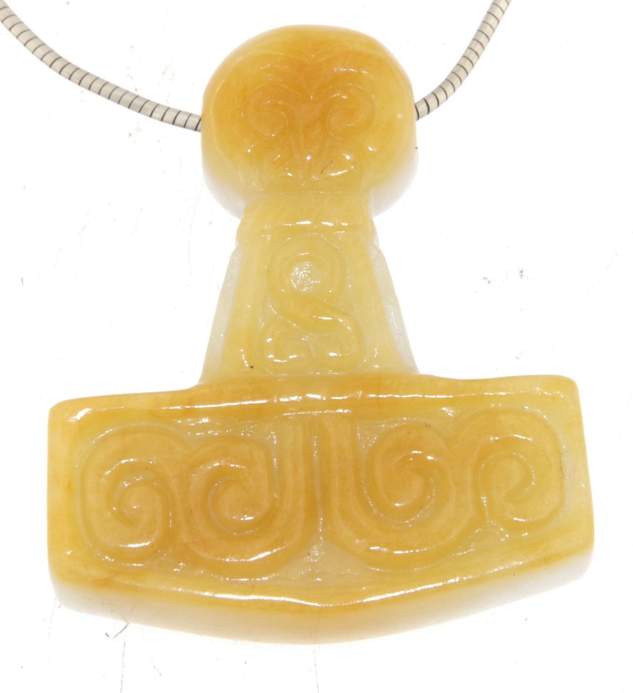 Thor´s Hammer Burma Jade - handgeschnitzt - Edelstein Schmuck Ketten Thor Anhänger - A Qualität #7301