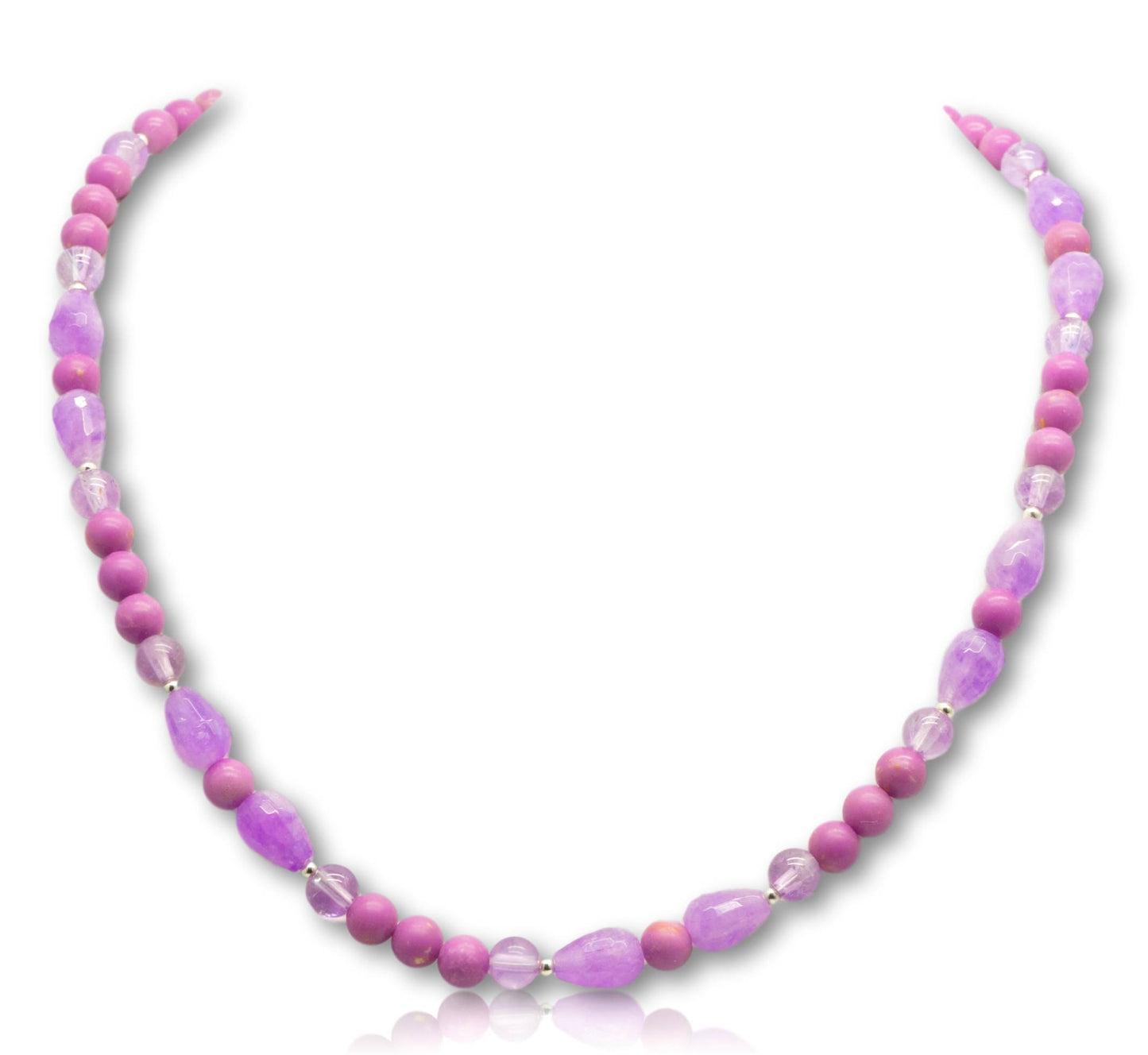 Amethyst - Phosphosiderit Edelstein Schmuck Kette - Collier - 925er Silber #5303