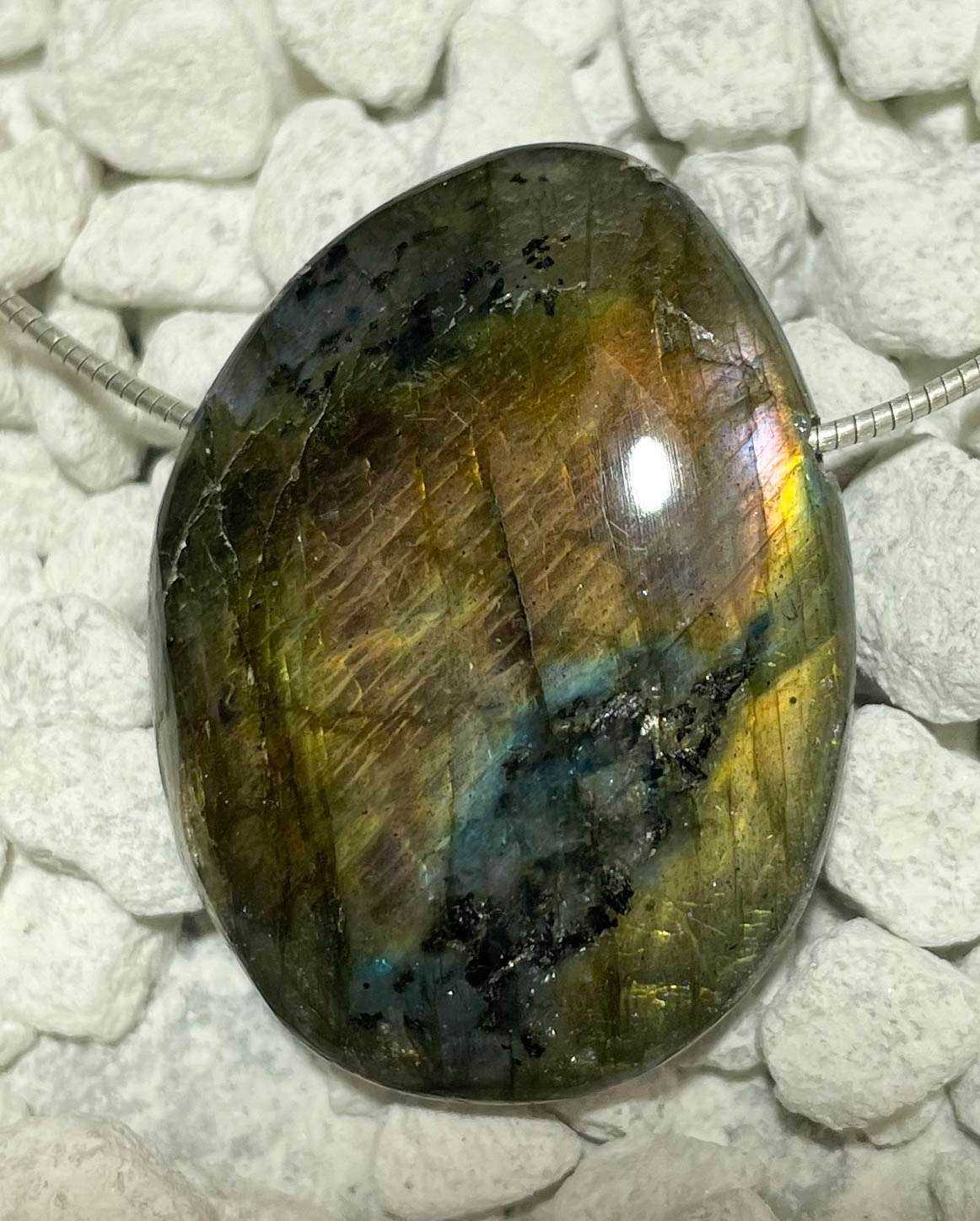 Labradorit Trommelstein Edelstein Schmuck Anhänger - A Qualität #0193