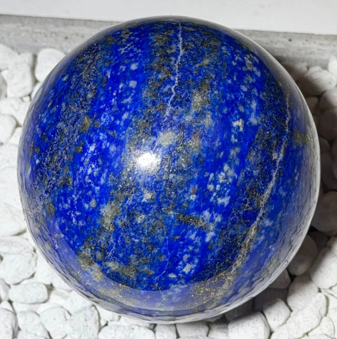Lapislazuli Kugel 50mm - Handschmeichler - Auflagestein - Massagestein - 445g, poliert #6535