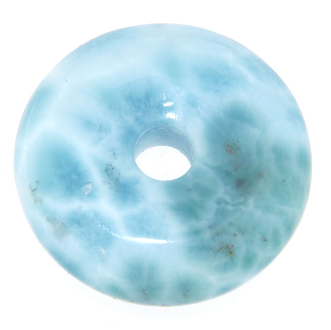 Larimar Donut - PI Scheibe - Edelstein Schmuck Ketten Anhänger 30mm - A Qualität #5993