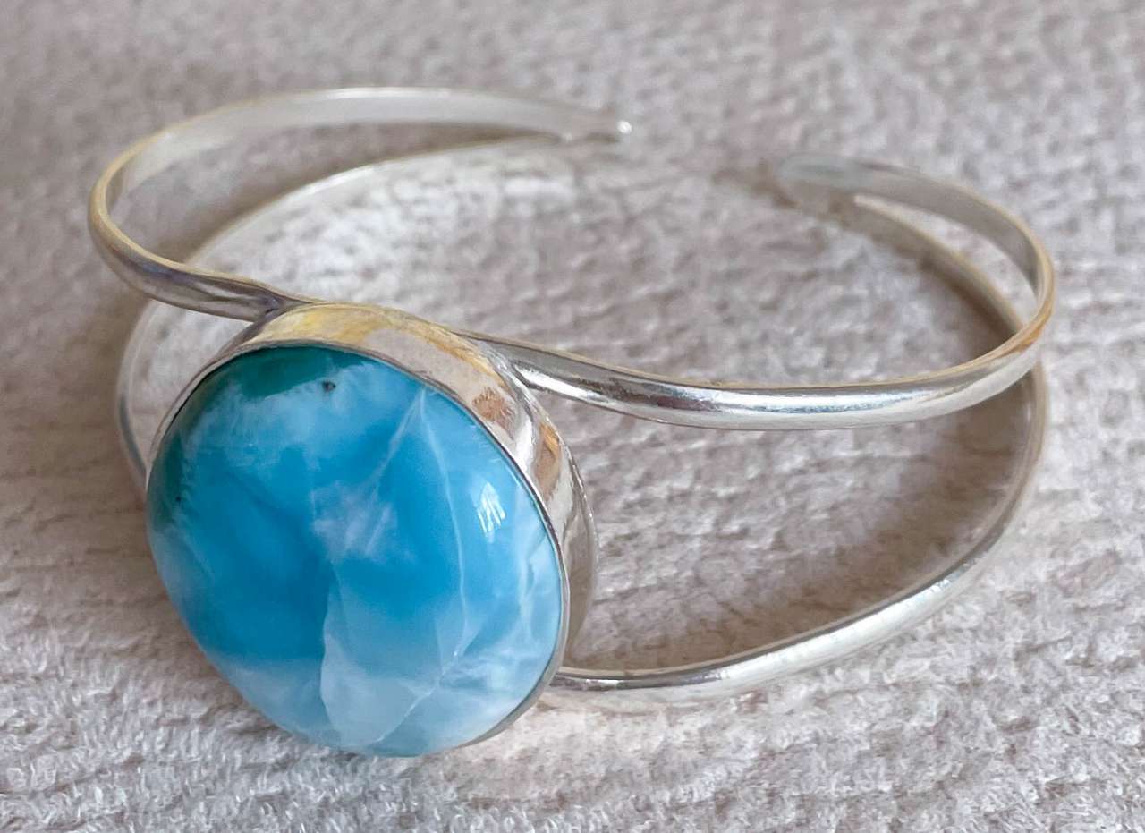 Larimar Edelstein Armband - Armspange 925er Silber Schmuck - Atlantisstein #4056