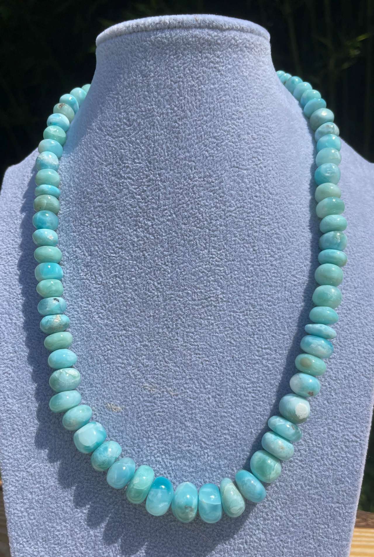 Larimar - Edelstein Schmuck Kette - Collier - Edelsteinkette - 925er Silber #6490