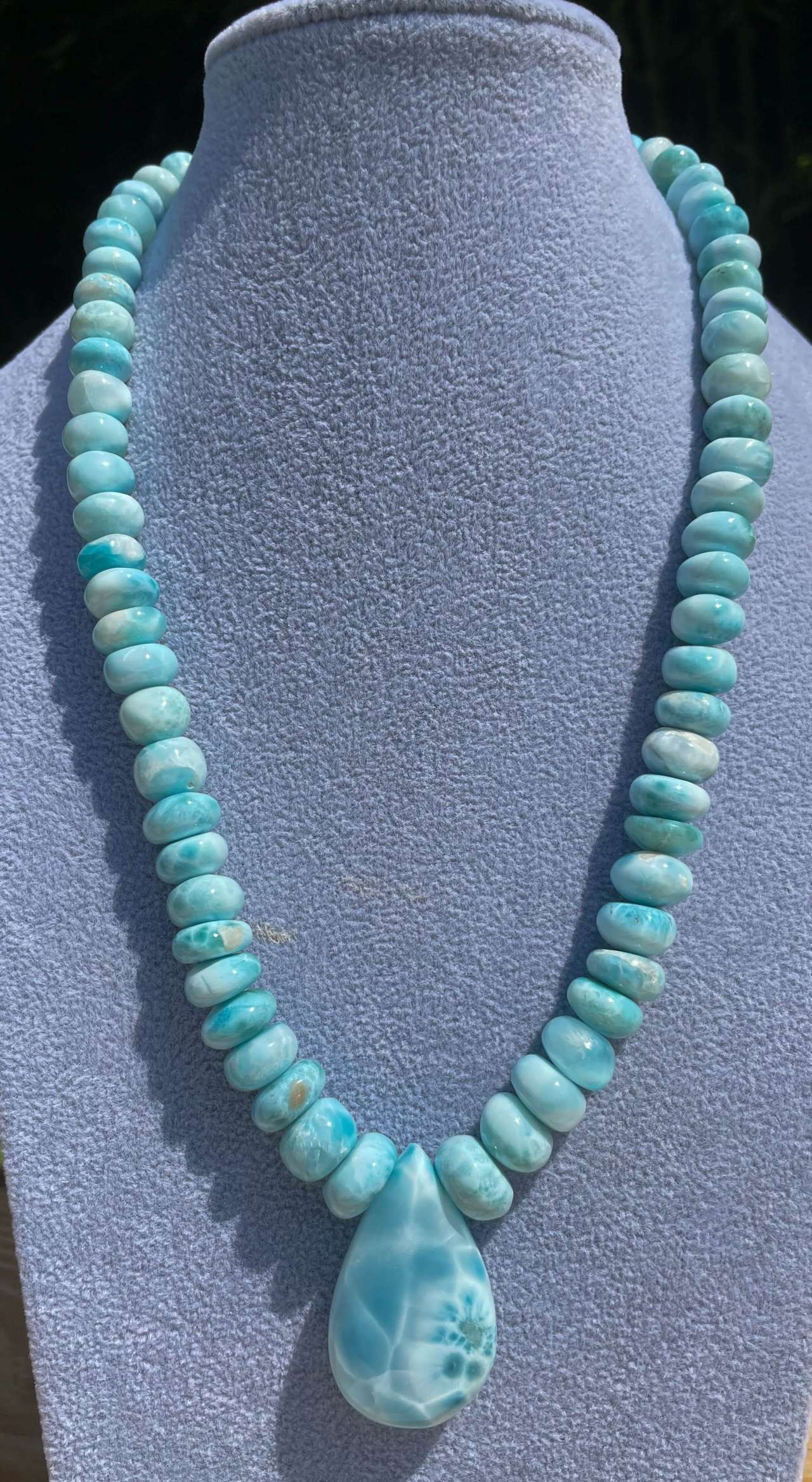Larimar - Edelstein Kette - Collier - Edelsteinkette - 925er Silber #6487