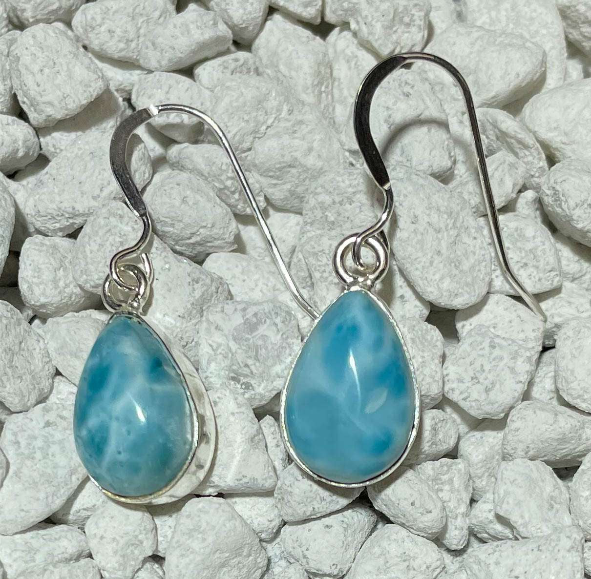 edle Ohrhänger aus Larimar - Edelstein - Ohrringe - A Qualität - 925er Silber Schmuck #6688