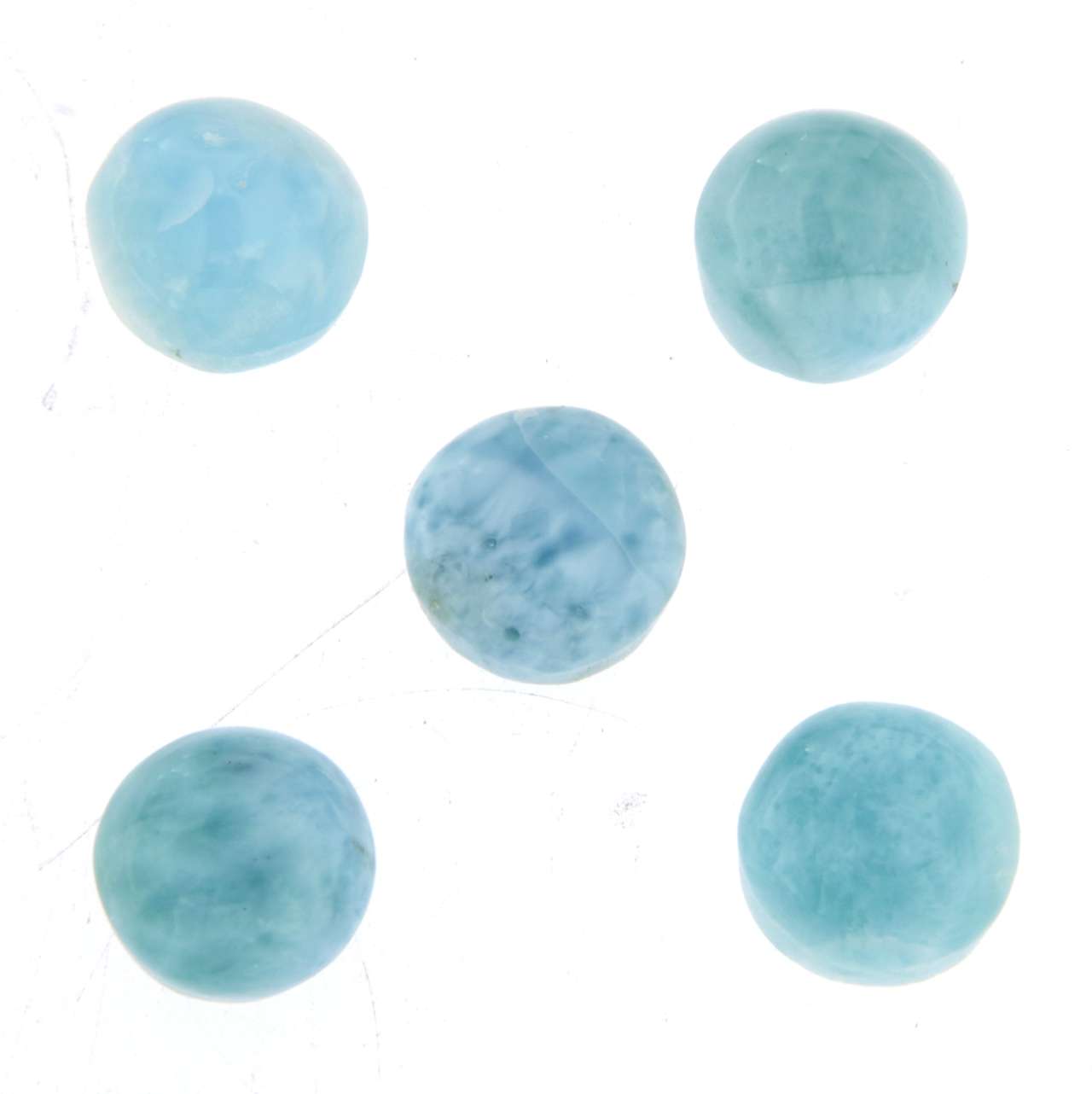 5 x Larimar Cabochon 10mm Trommelstein Edelstein - A Qualität #6439
