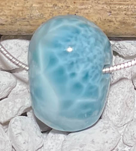 Larimar Trommelstein Edelstein Schmuck Ketten Anhänger - A Qualität #7025