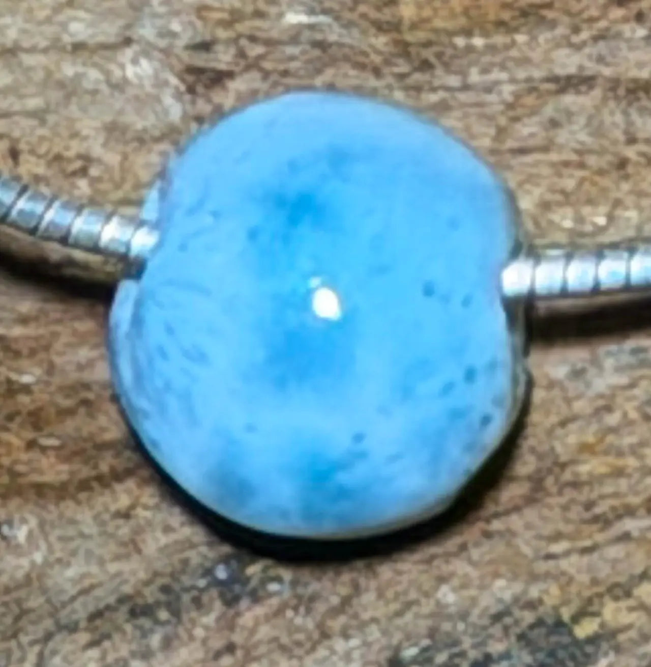 Larimar Trommelstein Anhänger Atlantisstein - Edelstein Schmuck Kette - A Qualität #7398