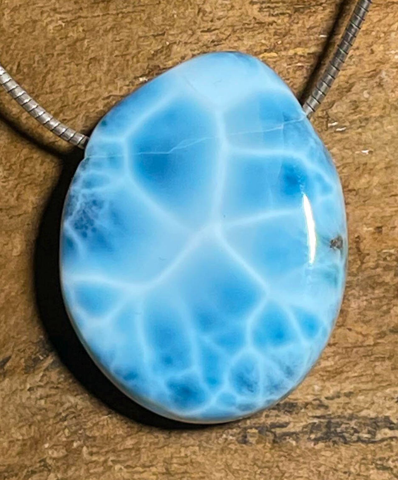 Larimar Trommelstein Edelstein Schmuck Ketten Anhänger - A Qualität #6385