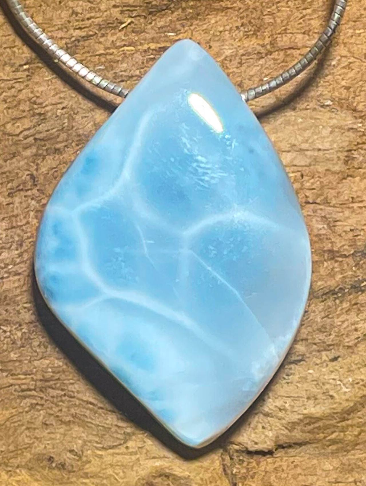 Larimar Trommelstein Edelstein Ketten Anhänger - Schmuck A Qualität #6386