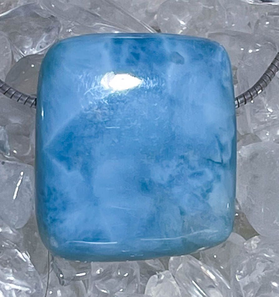 Larimar Trommelstein Ketten Anhänger Atlantisstein - Edelstein Schmuck A Qualität #5183