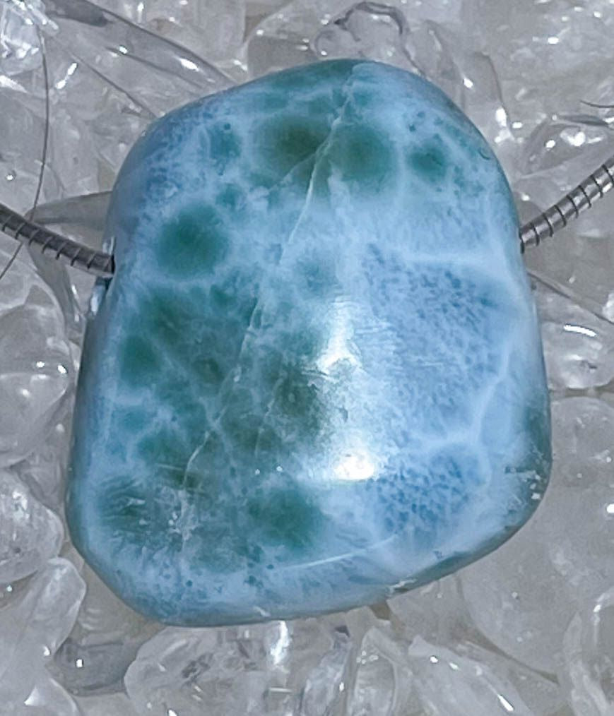 Larimar Trommelstein Edelstein Schmuck Ketten Anhänger - A Qualität #7024