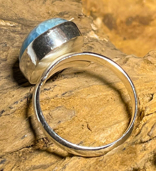 Larimar Ring aus 925er Silber Schmuck - Silberring - Größe variabel - #6442