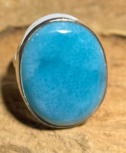 Larimar Ring aus 925er Silber - Silberring - Schmuck - Größe variabel - #6441