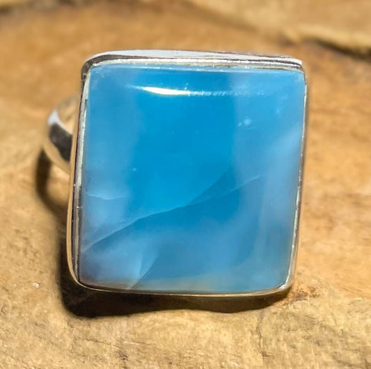 Larimar Ring aus 925er Silber Schmuck - Silberring - Größe variabel - #6457