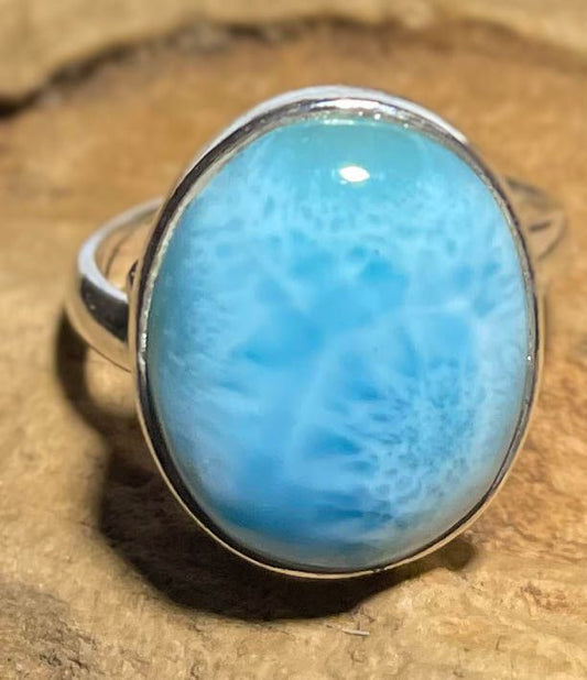 Larimar Ring aus 925er Silber Schmuck - Silberring - Größe variabel - #6461