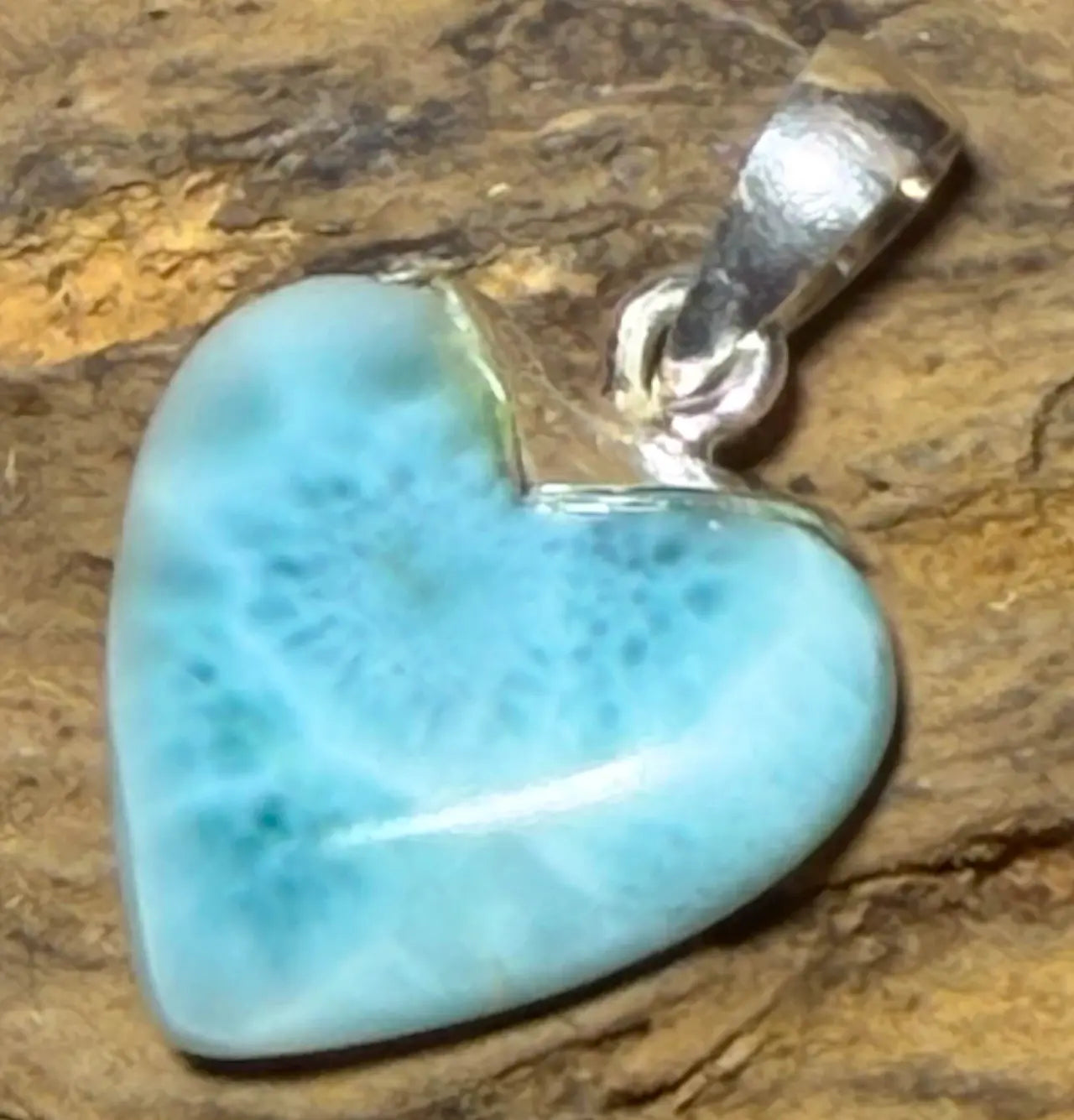 Herz Anhänger mit Larimar - Atlantisstein - Edelstein - Silberanhänger - A Qualität - 925er Silber Schmuck #6684