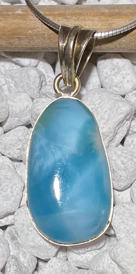 Ketten Anhänger mit Larimar - Atlantisstein - Edelstein - Silber Schmuck - A Qualität - 925er Silber #6411