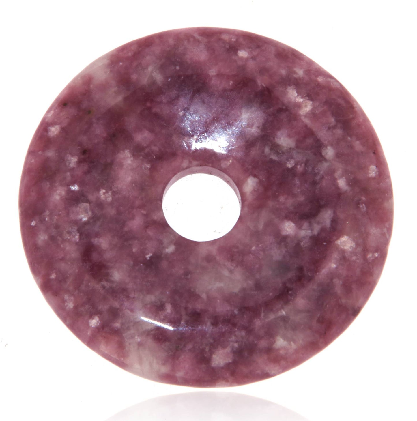 Lepidolith Donut - PI Scheibe - Edelstein Schmuck Ketten Anhänger 50mm - A Qualität #5458