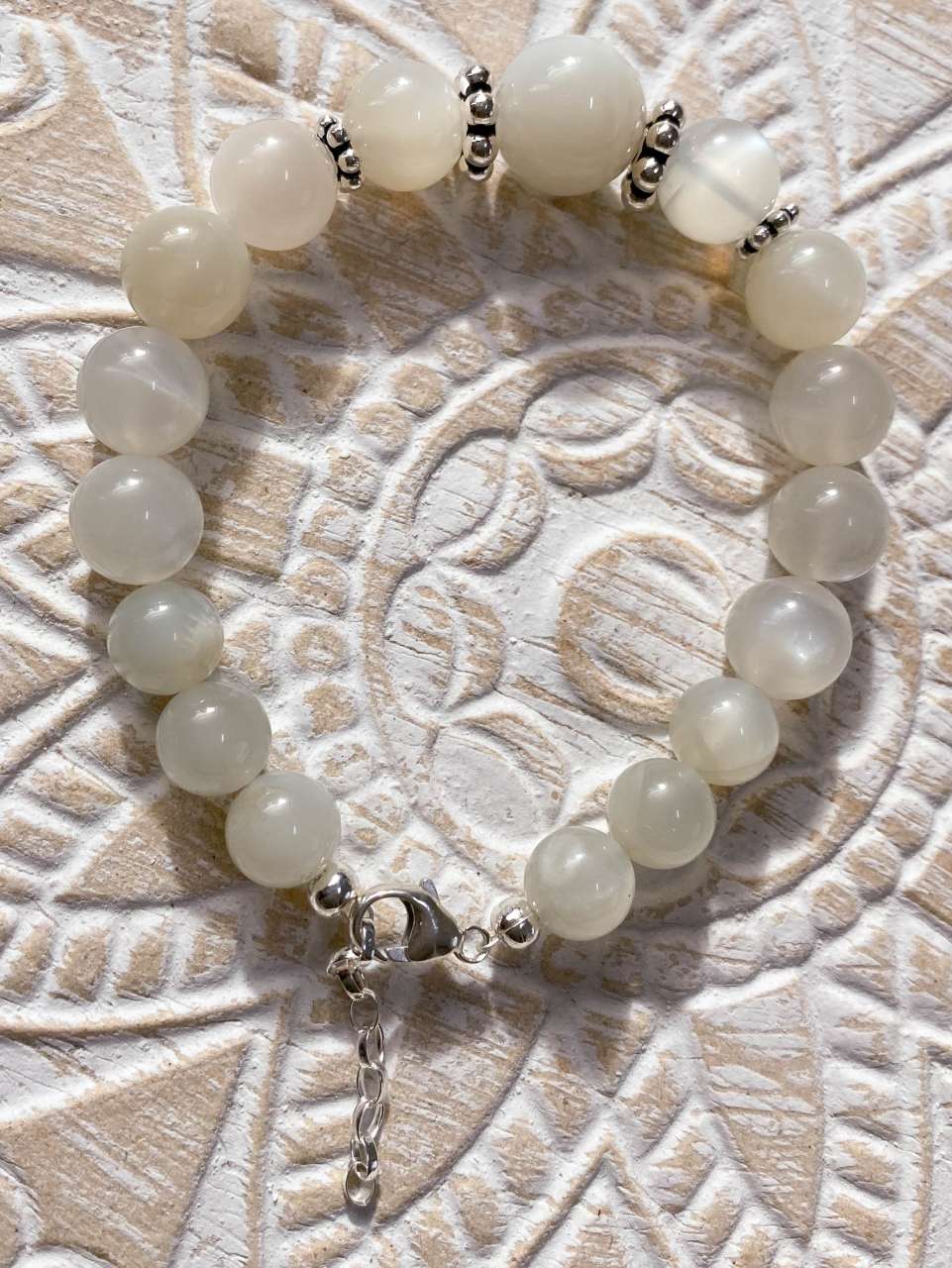 Mondstein - Edelstein Armband - Edelsteinarmband - 925er Silber Schmuck - A Qualität - #5772