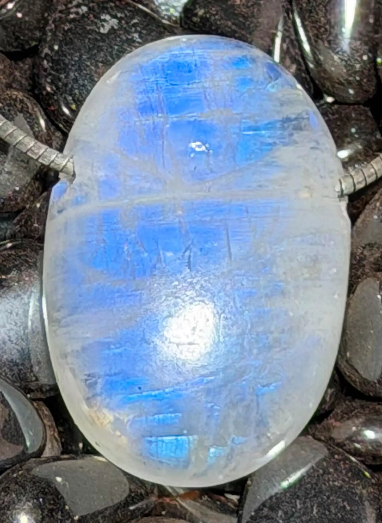 Mondstein - Regenbogenmondstein - weißer Labradorit Trommelstein Schmuck Ketten Anhänger - A Qualität #7134