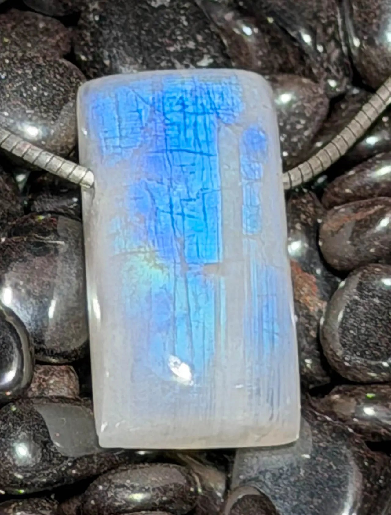 Mondstein - Regenbogenmondstein - weißer Labradorit Trommelstein Schmuck Ketten Anhänger - A Qualität #7140