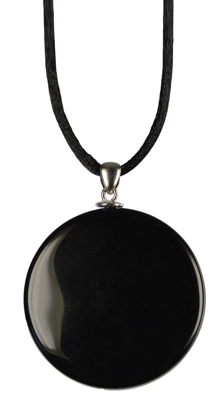 Obsidianspiegel Anhänger 40mm Edelstein - Schmuck Kette - 925er Silberöse - A Qualität - #7174 - seelensteinchen