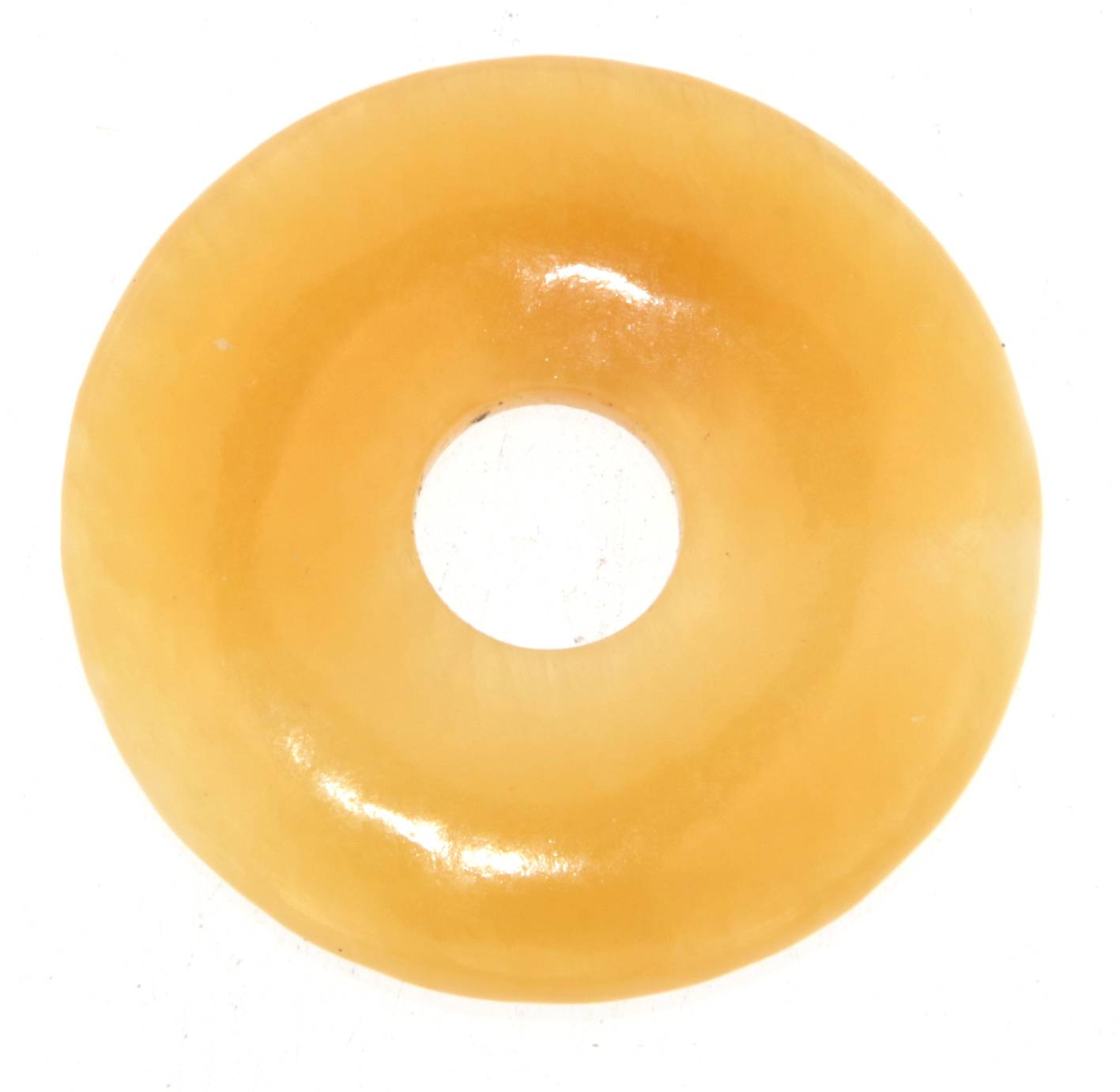 Orangencalcit Donut - PI Scheibe - Edelstein Schmuck Ketten Anhänger 50mm - A Qualität